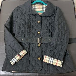 Burberry quilted women’s jacket size large.